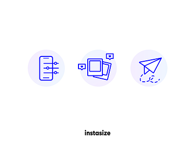 Instasize Website Icons cute gradient happy icon likes line paper airplane pastel phone polaroid settings simple