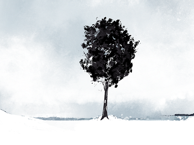 Tree & Snow black digital painting minimalism nature procreate snow tree winter