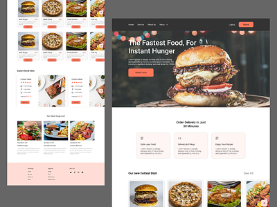 Food Delivery Website burger website design food cooking inspiration website food cooking website food delivery landing page food delivery website food website natural foods site restaurant landing page ui ux web recipe design