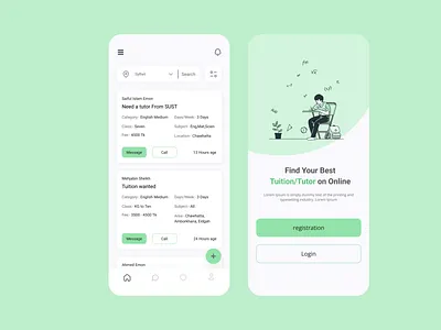 Tuition/Tutor App app design design education app ios app learning app mobile app online education app online learning app online tuition tuition app tuitiontutor app tutor app ui ux