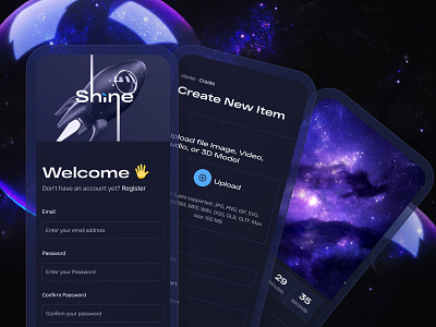 Shine - NFT Marketplace buy nft dark dashboard galaxy marketpalce mobile nft trend 2022 ui ui design