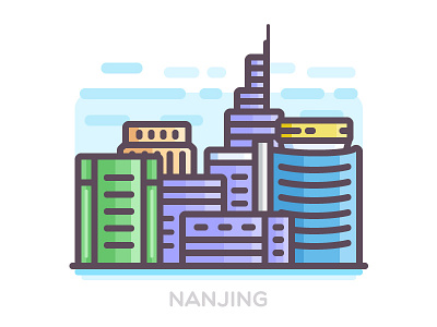 NanJing buildings china city color icons landmark line mule nanjing playoff skyline sticker