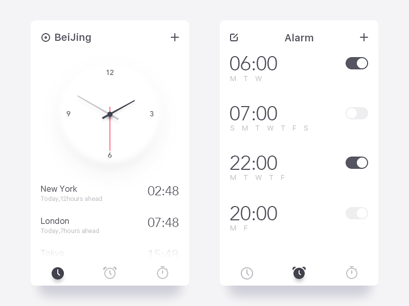 clock app by JinLi on Dribbble