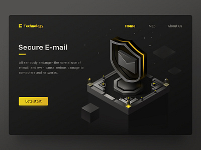 Secure E-mail 2.5d button icon illustrator mail ps shield yellow