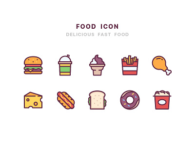 FOOD ICON food hamburger icon illustrator ui