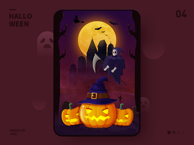 Halloween ai app design ghost halloween hat illustrator moon ps ui