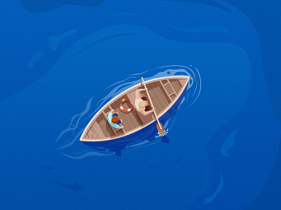 Boat boat buoy fish illustrator ocean ui