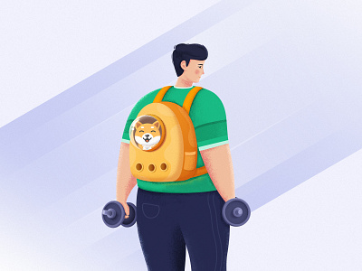 Sport container bag dog dumbbell green illustrator ps ui