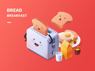 Breakfast bread egg glass honey illustrator milk plate ps tomato ui