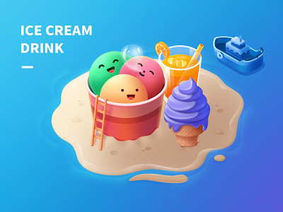 ICE CREAM beach cake candle doughnut drink ice cream illustrator juice ladder ps ship ui
