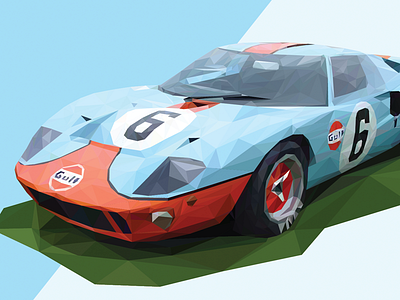 1968 Ford GT40 Poster cars illustration minimal polygons poster