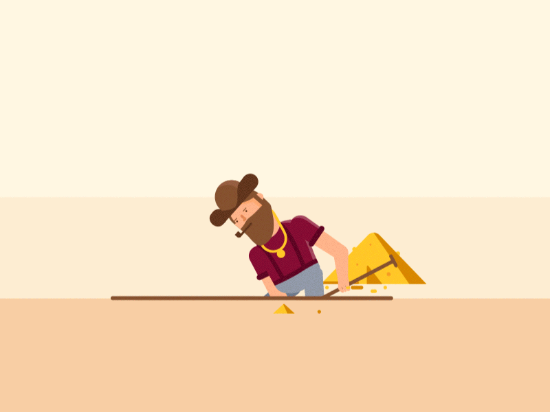 Digger [gif] 2d animation 2d character 2d illustration cave dig digger digging gold shovel untime