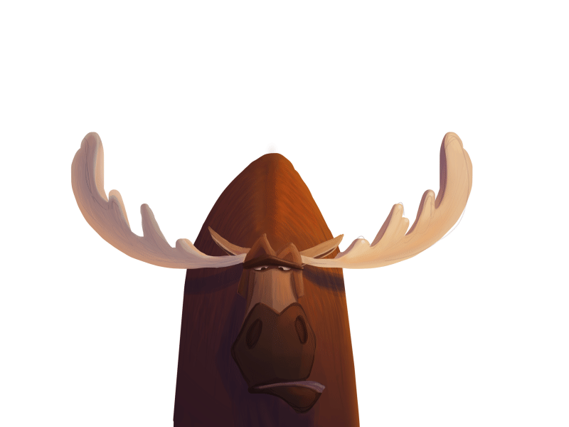 Sad elk [gif] animation character elk horns leaf sad untime studio