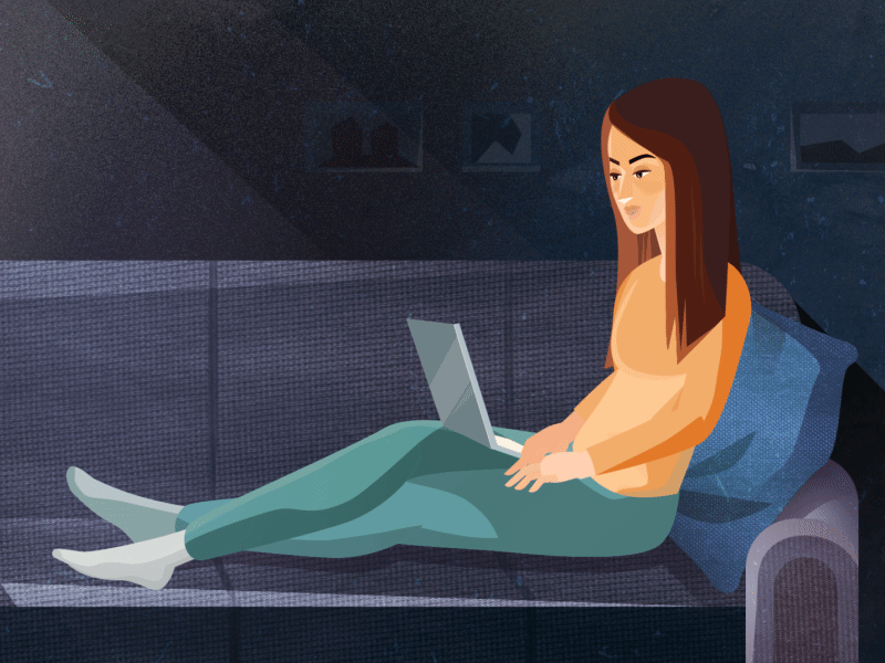 Online Therapy [gif] animation character couch emotion girl talking untime studio