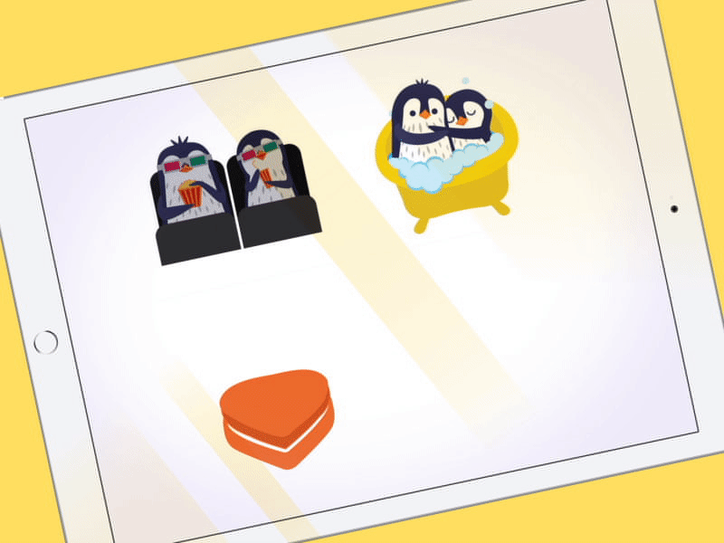 Mojinni Penguins [gif] 2d animation character love mojinni penguin untime