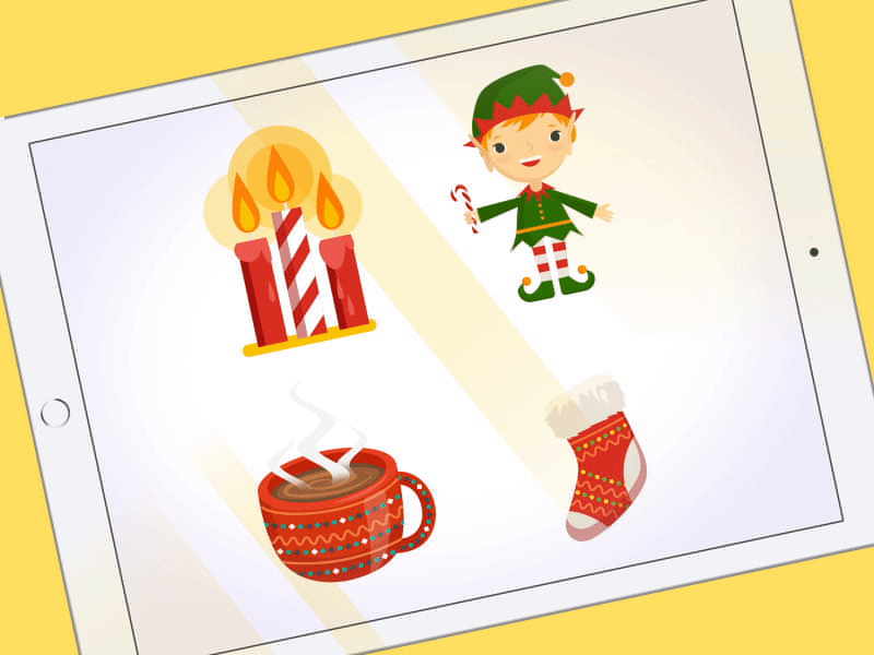 Mojinni Christmas [gif] 2d animation candle character christmas elf mojinni sock untime