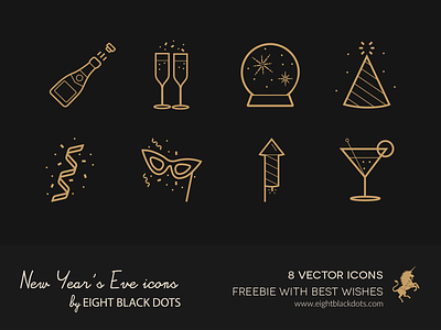 Free Icons for New Year's Eve from Ebdots download ebd eight blach dots free freebie icons new year set vector