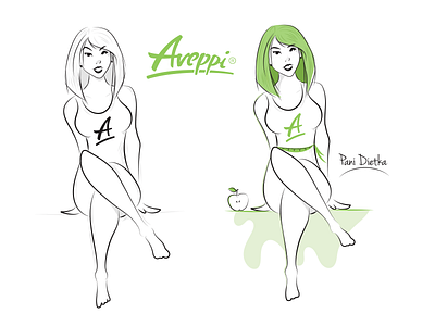 Aveppi Hero aveppi brand brand hero cartoon diet ebdots eight black dots girl green hero illustration