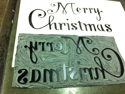 Christmas Lino cut. christmas font ink lino linoleum print printmaking type typography