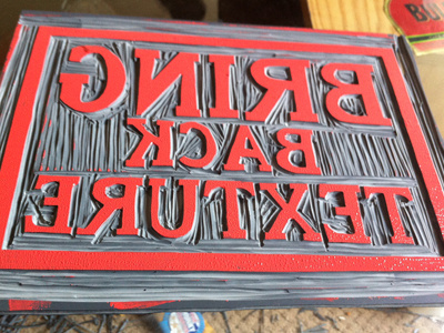 Bring Back Texture cut font handmade ink lino linoleum print printmaking red texture type typography