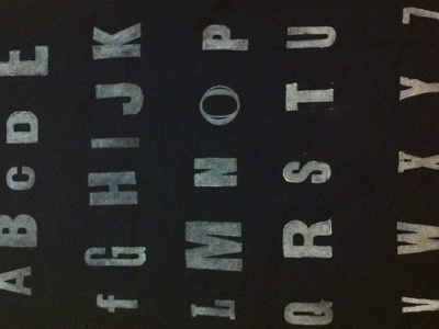 White ink on black t-shirt experimentation with wood blocks. ink letterpress print printmaking type typography white wood block