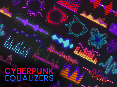 Cyberpunk Equalizer app bass creative cyber cyber security cyberpunk cybersport diagram diagrams equaliser equalizer glow gradient grave light modern design music music app music art neon