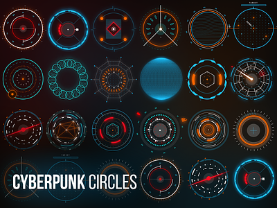 Cyberpunk Circles branding circle circle grid circle hud circles circular cyber cyberpunk cyberpunk2077 cybersecurity diagram future futuristic geometric grid hud logo modern design target title
