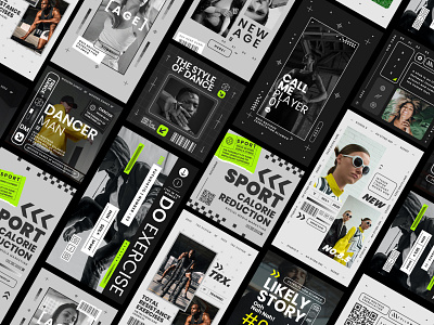 Active Sports Instagram Pack active blog blogger dance facebook fashion feed instagram modern design pack package post product social sport story style title typography youtube
