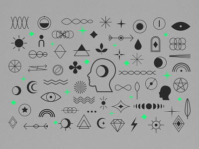 Boho Magic Shapes abstract bohemian boho cyberpunk details eye hud icon logo magic magical minimal moon mystic pack secret set shape shapes y2k