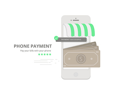 phone Payment bill color digital flat illustration iphone money online payment pay payment phone vector