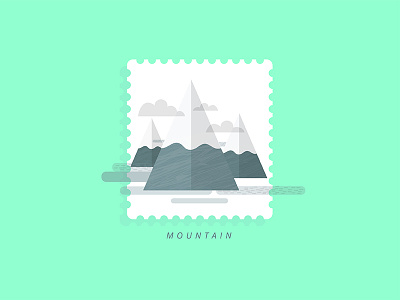 Stamp cloud color digital flat frame illustration mail mountain pocket snow stamp vector
