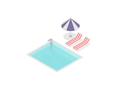 Pool chair icon illustration isometric logo lopo pool shade summer swim water