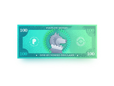 100 Dollars banknote bill branding character design dollar dollars illustration logo money paper money payment wolf