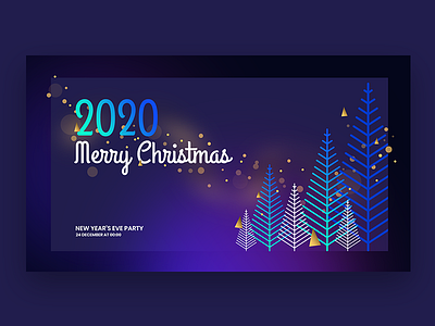 Merry Christmas 2020 banner christmas christmas flyer christmas party christmas tree golden gradients happy new year header logo merrychristmas new years eve particles sparkle title typography xmas xmas card