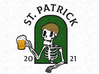 Saint Patrick 2021 2021 art beer digital digital art holiday illustration javo designs old school saint patrick skull skull art skulls st.patrick tattoo typography vector vector art vintage