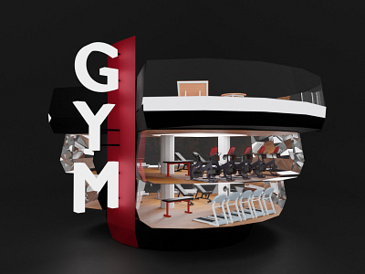 GYM (Use blender) 3d artist 3d modeling 3d models 3ddesign blender blender 3d blender3d blender3dart blendercycles branding cycles render design graphic design gym gym logo gymnasium logo low poly lowpoly lowpoly3d