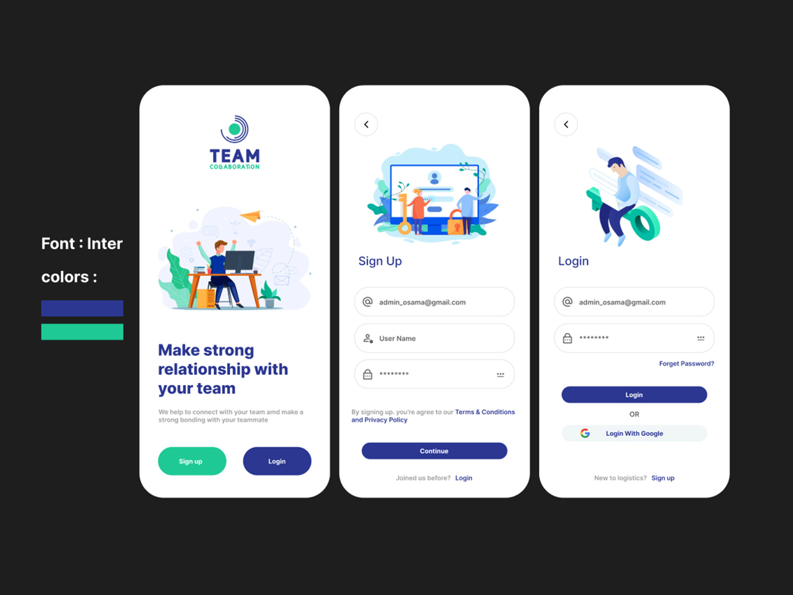 Team Collaboration App ( signup & login ) by Osama Abubakr on Dribbble