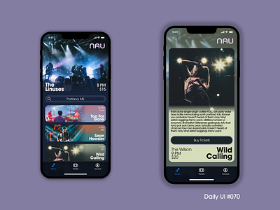 Daily UI #070 concert concert listings daily ui daily ui 070 dailyui dailyui070 dailyuichallenge design event listings events listings ticketing app tickets ui