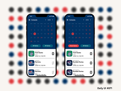 Daily UI #071 baseball calendar daily ui daily ui 071 dailyui dailyui071 dailyuichallenge schedule