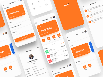 Frimi Mobile App UI Concept adobexd banking dashboad finance app fintech ios app ios app design mobile banking app money transfer payment app ui userinterface ux