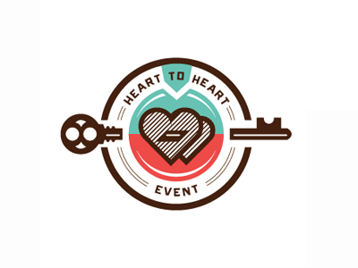 2 Hearts event heart key logo