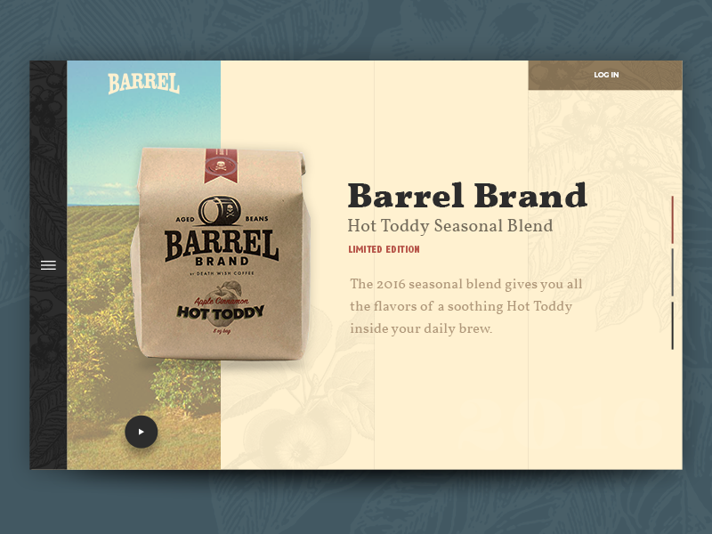 Barrel Brand Coffee — Second Header Concept coffee website ui personal