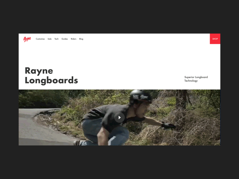 Rayne Longboards — Landing page [1-3] animtion gif longboard motion personal product rayne skate ui website