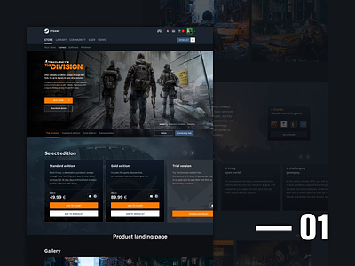 Steam — Product landing page concept figma game layout platform steam store web website