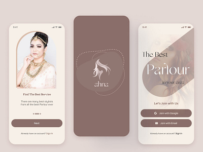 Ahna parlor app Onboarding UI Design