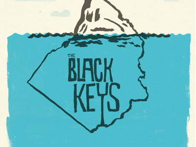 Black Keys Poster analog black black keys blue guitars handmade poster rock and roll sketch waves