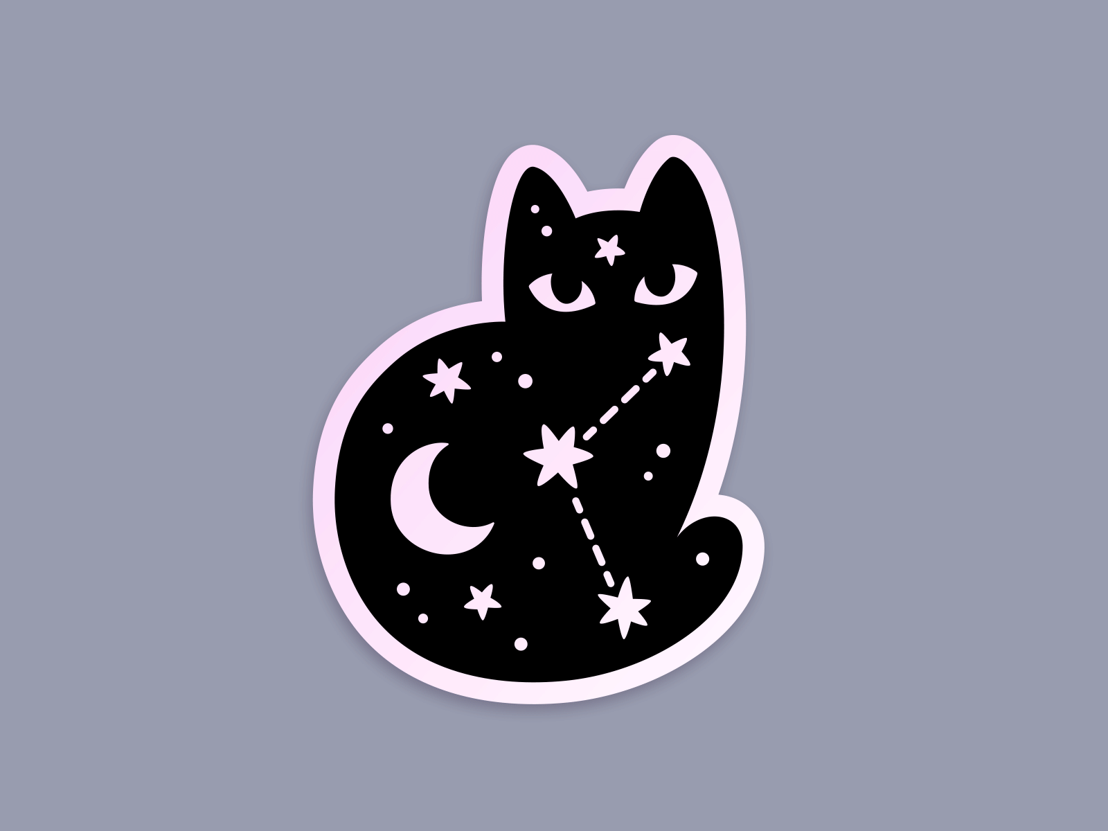 Holo sticker black black cat cat constellation holograpic logo magic night sky stars sticker