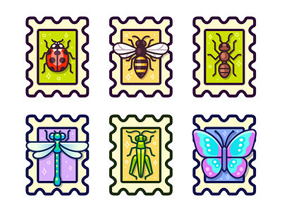 Insects set ant bee bug butterfly design dragonfly grasshopper icon illustration insect ladybird ladybug vector