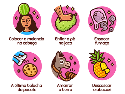 Brazilian idioms brazil brazilian cartoon cookie cute descascar o abacaxi donkey illustration jackfruit language portugese vector