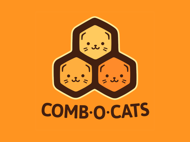 Combocats Logo animation cats hexagons honeycomb logotype